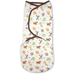 55856 (54940) Конверт для пеленания из хлопка на липучке Summer Infant SwaddleMe размер S (Джунгли)