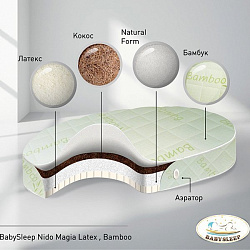 Овальный матрас BabySleep Nido Magia Latex Bamboo 125*75