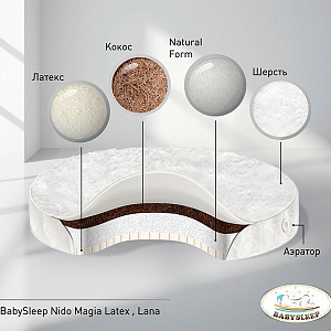Круглый матрас BabySleep Nido Magia Latex Lana 75*75
