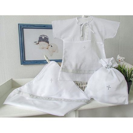 Крестильный набор для мальчика Makkaroni Kids Классика 3-6 мес., 3 предмета