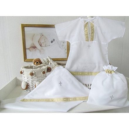 Крестильный набор для мальчика Makkaroni Kids Классика 0-3 мес., 3 предмета