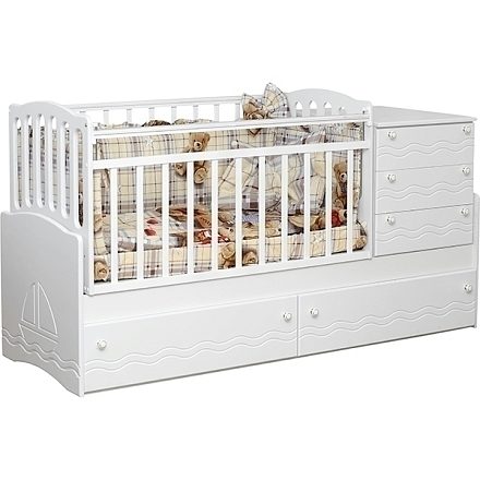 Детская автоматическая кровать-трансформер Daka Baby Укачай-ка без механизма, с рисунком