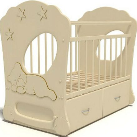 Детская кроватка Baby Elite Спящий Мишка, поперечный маятник/ящик